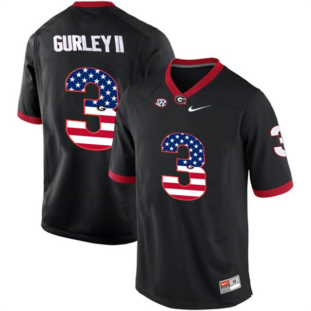 Male Georgia Bulldogs Todd Gurley II Black 2017 US Flag Jersey