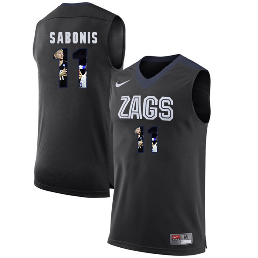 Male Gonzaga Bulldogs Black Domantas Sabonis NCAA Basketball Jersey with Player Pictorial