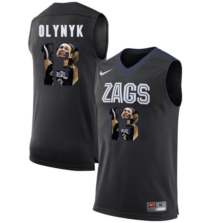 Male Gonzaga Bulldogs Black Kelly Olynyk NCAA Basketball Jersey with Player Pictorial