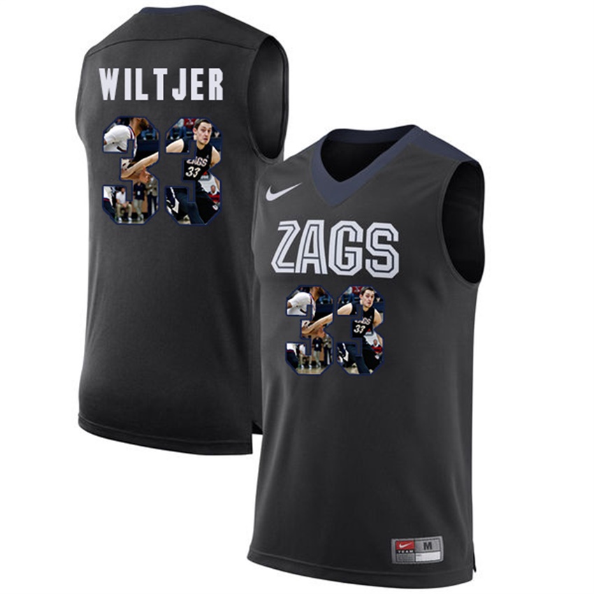 Male Gonzaga Bulldogs Black Kyle Wiltjer NCAA Basketball Jersey with Player Pictorial
