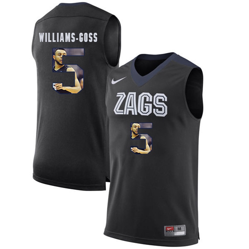 Male Gonzaga Bulldogs Black Nigel Williams-Goss NCAA Basketball Jersey with Player Pictorial