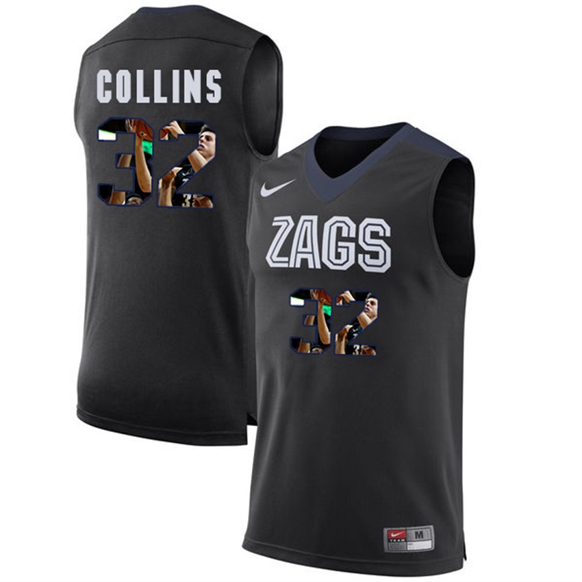 Male Gonzaga Bulldogs Black Zach Collins NCAA Basketball Jersey with Player Pictorial