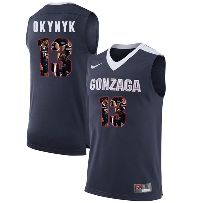 Male Gonzaga Bulldogs Dark Blue Kelly Olynyk NCAA Basketball Jersey with Player Pictorial