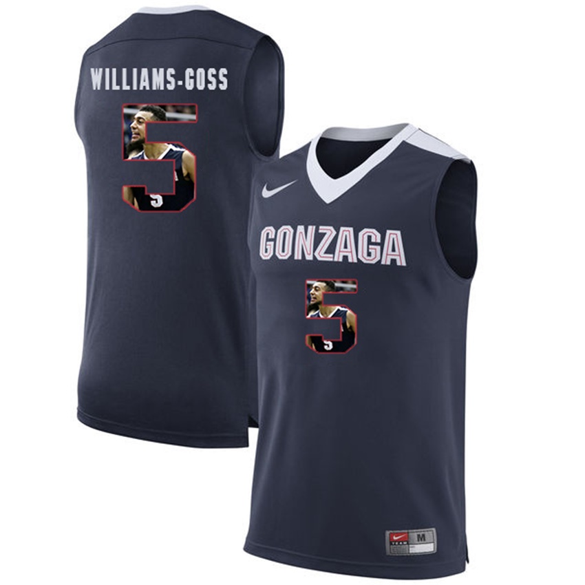 Male Gonzaga Bulldogs Dark Blue Nigel Williams-Goss NCAA Basketball Jersey with Player Pictorial