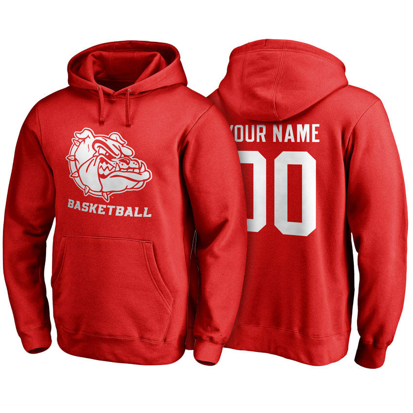 Male Gonzaga Bulldogs Red Custom Name And Number Basketball Hoodie