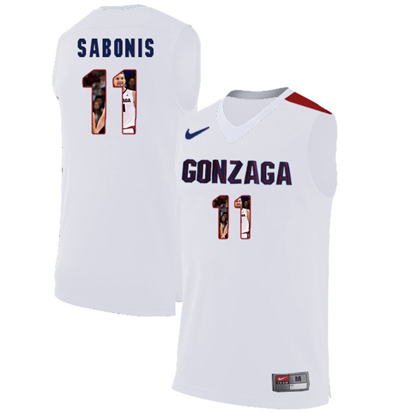 Male Gonzaga Bulldogs White Domantas Sabonis NCAA Basketball Jersey with Player Pictorial