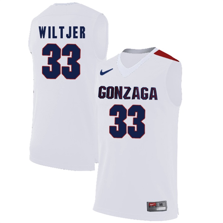 Male Gonzaga Bulldogs White Kyle Wiltjer College Basketball Jersey