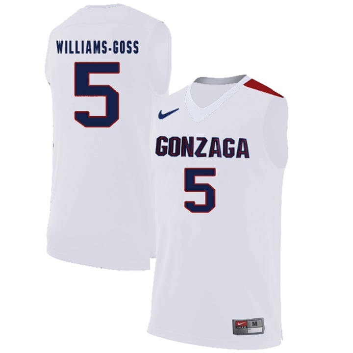 Male Gonzaga Bulldogs White Nigel Williams-Goss College Basketball Jersey