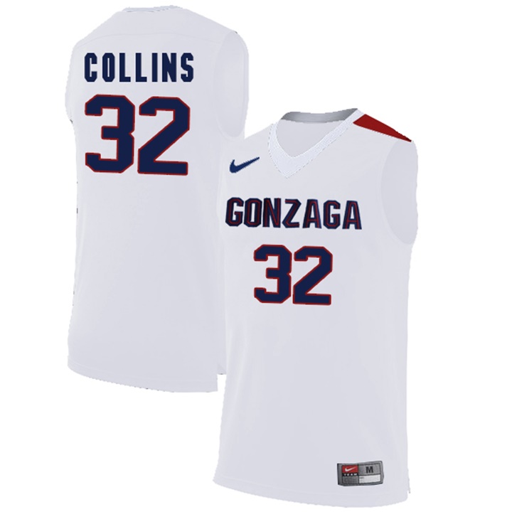 Male Gonzaga Bulldogs White Zach Collins College Basketball Jersey