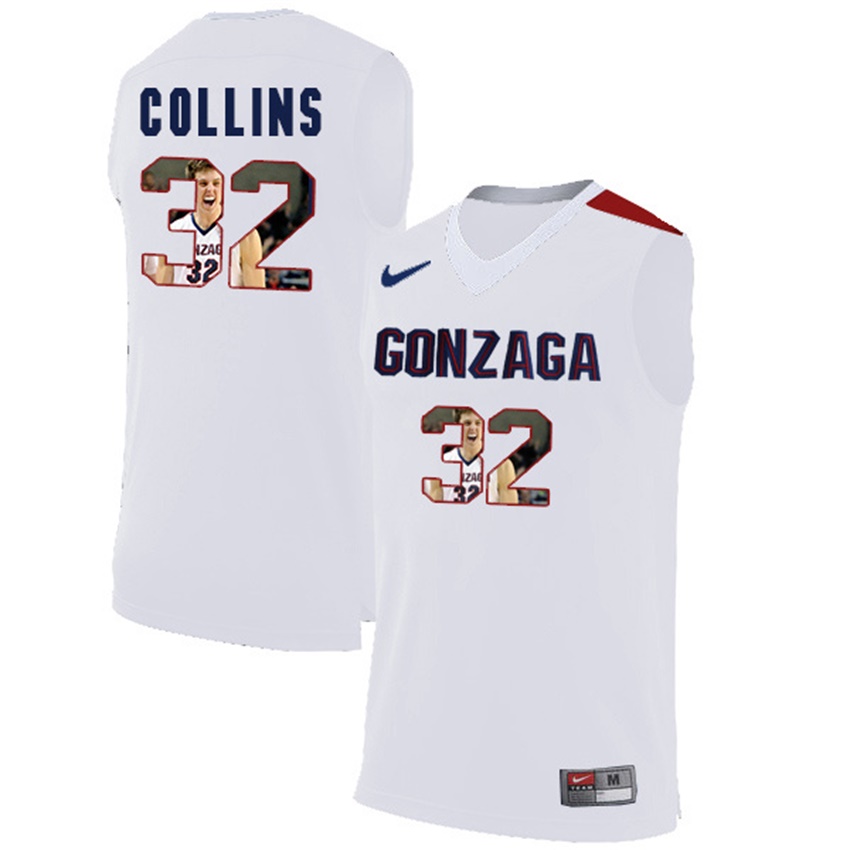 Male Gonzaga Bulldogs White Zach Collins NCAA Basketball Jersey with Player Pictorial