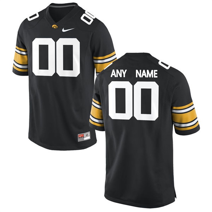 Male Iowa Hawkeyes Black Custom Jersey