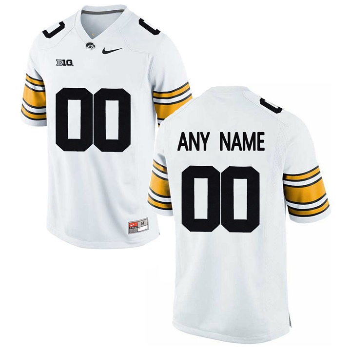Male Iowa Hawkeyes White Custom Jersey