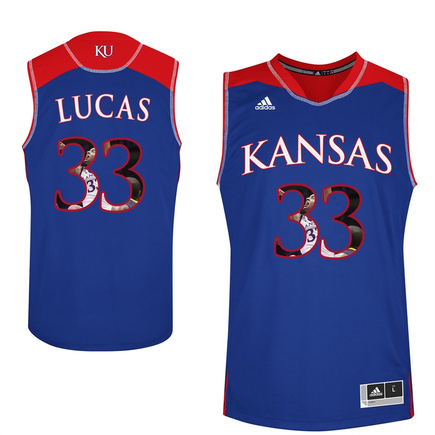 Male Kansas Jayhawks Royal Landen Lucas College Basketball Portrait Jersey