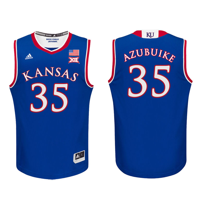 Male Kansas Jayhawks Royal Udoka Azubuike College Basketball Jersey
