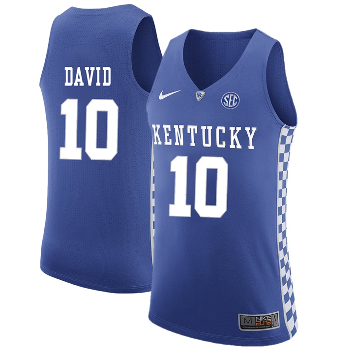Male Kentucky Wildcats Royal Jonny David NCAA Basketball Jersey