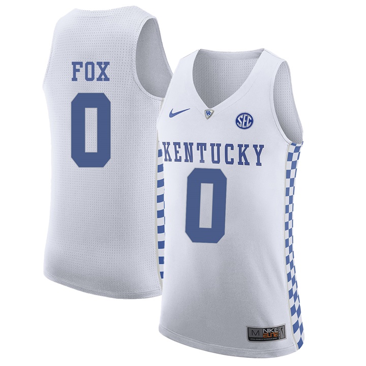 Male Kentucky Wildcats White De'Aaron Fox NCAA Basketball Jersey