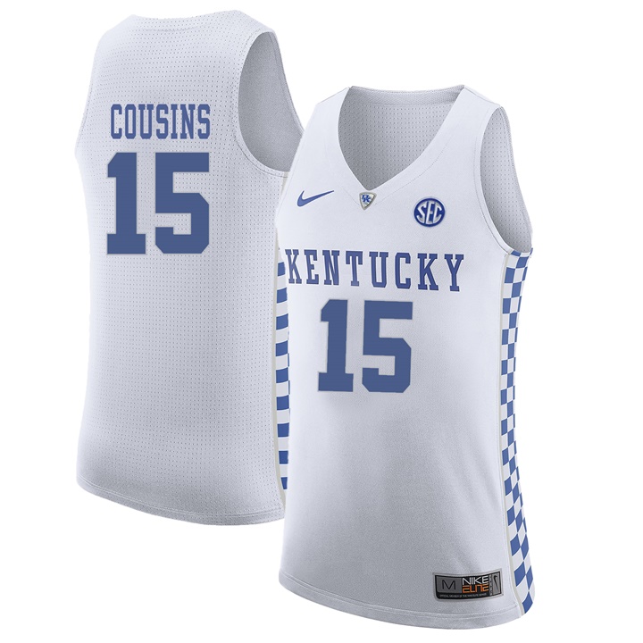 Male Kentucky Wildcats White DeMarcus Cousins NCAA Basketball Jersey