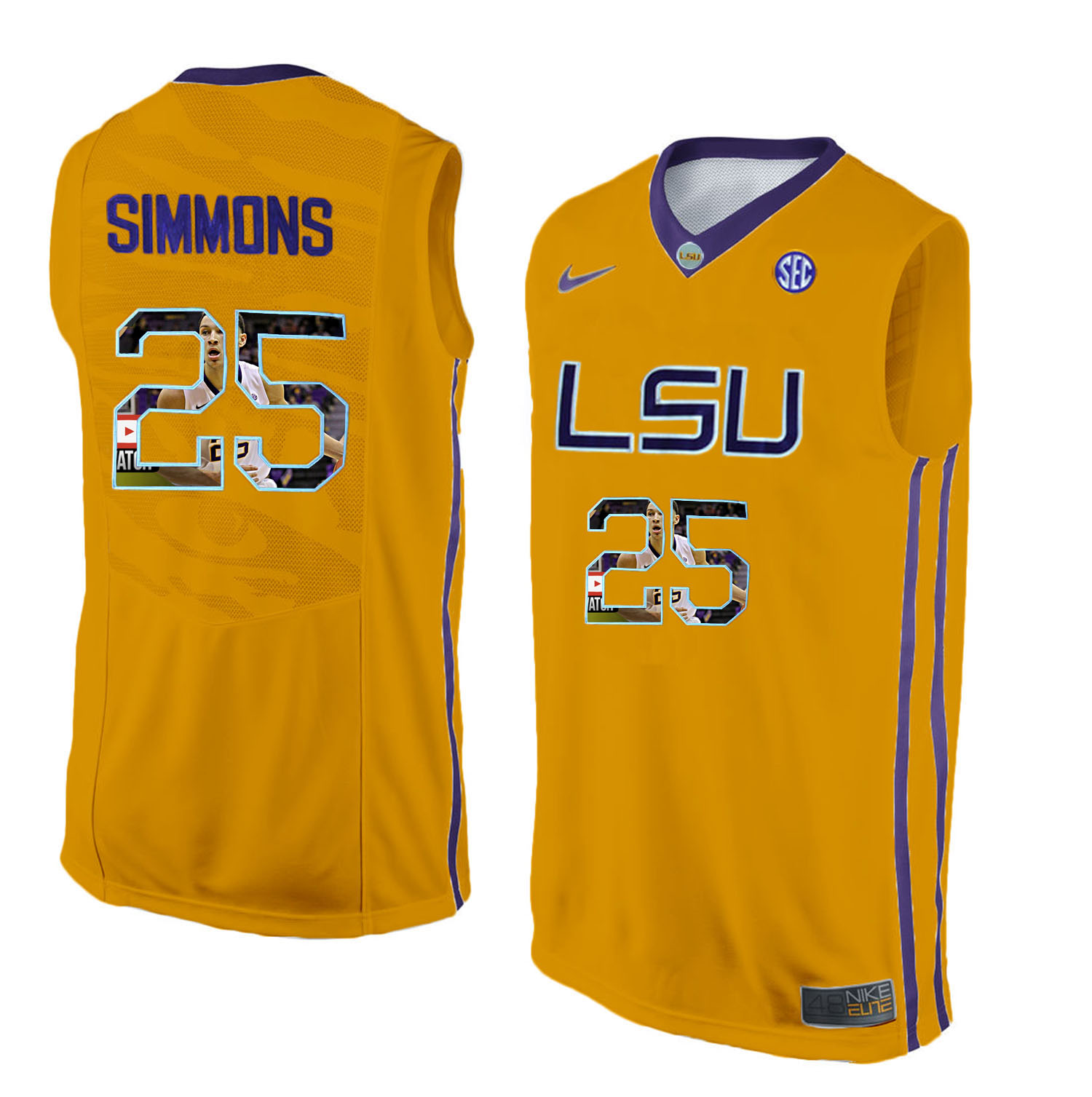 Male LSU Tigers Gold Ben Simmons College Basketball Jersey