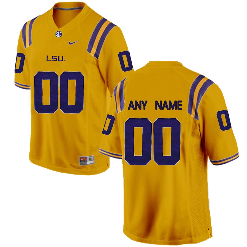Male LSU Tigers Gold College Limited Football Customized Jersey