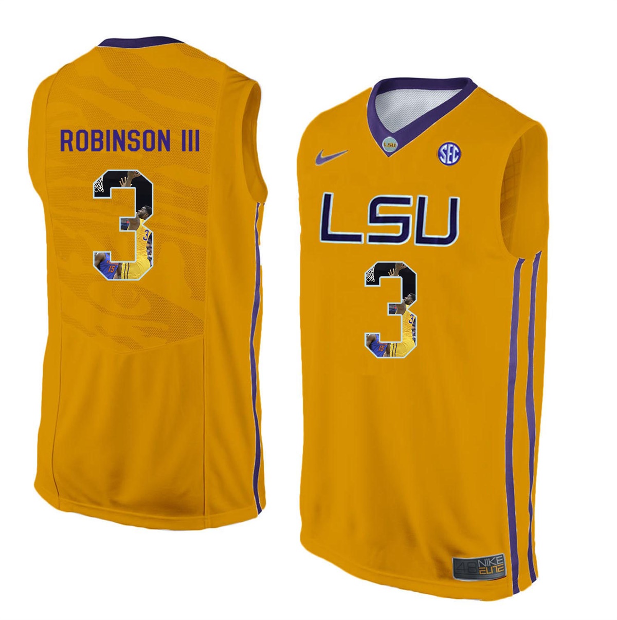Male LSU Tigers Gold Elbert Robinson III College Basketball Jersey