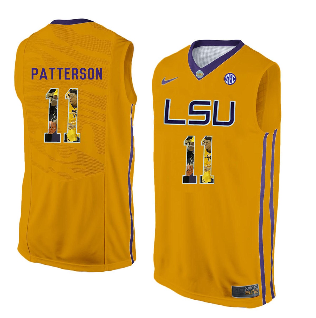 Male LSU Tigers Gold Jalyn Patterson College Basketball Jersey