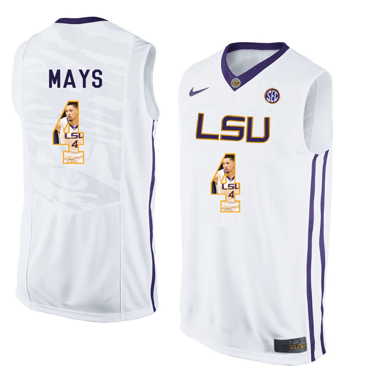 Male LSU Tigers White Skylar Mays College Basketball Jersey