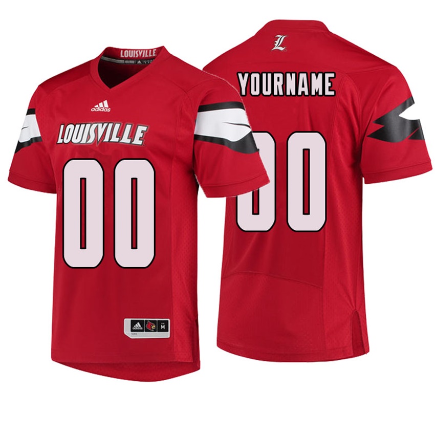 Male Louisville Cardinals Red College Football Custom Jersey