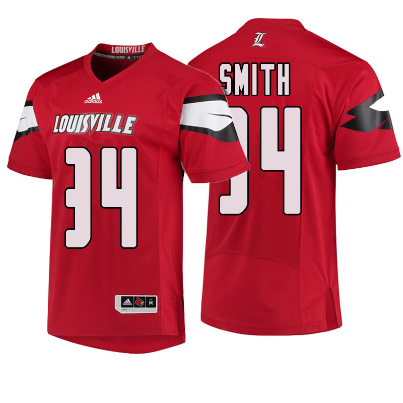 Male Louisville Cardinals Red Jeremy Smith NCAA Football Jersey