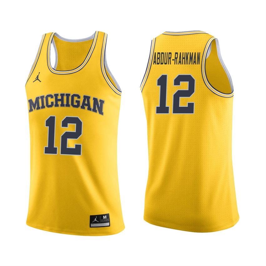 Male Michigan Wolverines Maize Muhammad-Ali Abdur-Rahkman College Basketball Jersey