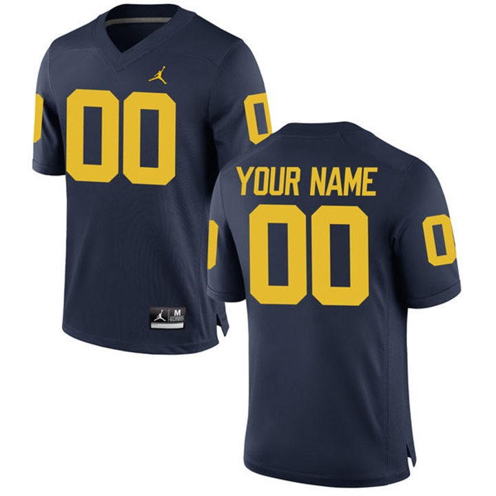 Male Michigan Wolverines Navy Custom Jersey