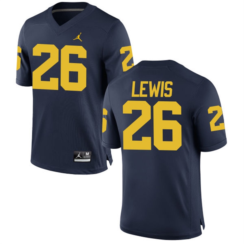 Male Michigan Wolverines Navy Jourdan Lewis NCAA Alumni Football Game Jersey