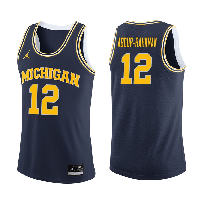 Male Michigan Wolverines Navy Muhammad-Ali Abdur-Rahkman College Basketball Jersey