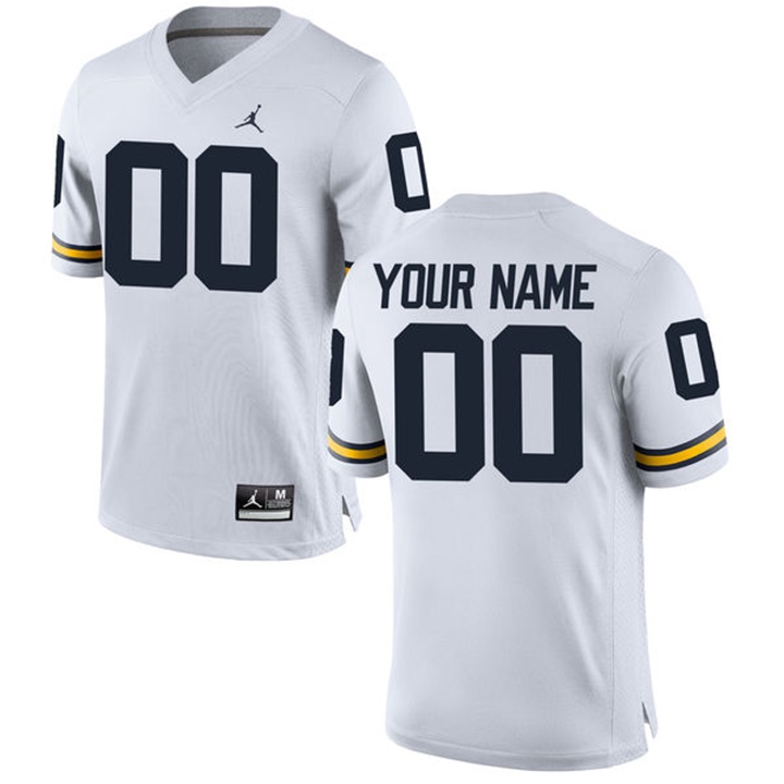 Male Michigan Wolverines White Custom Jersey