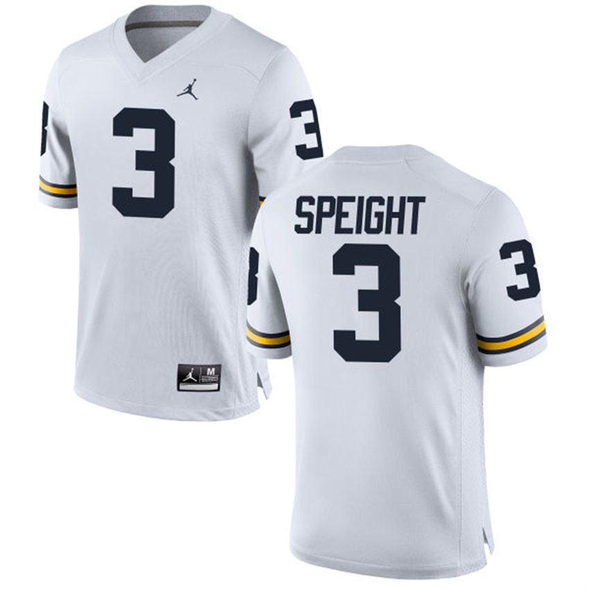 Male Michigan Wolverines White Wilton Speight NCAA Alumni Football Game Jersey
