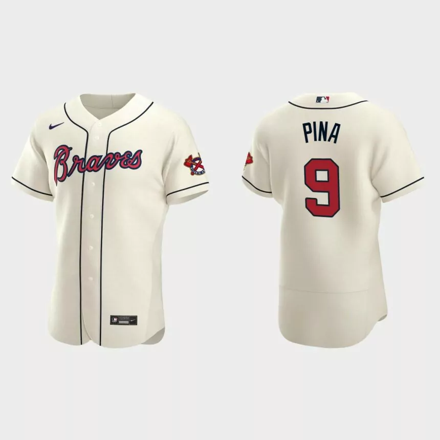 Manny Pina Atlanta Braves Authentic Alternate Jersey – Cream