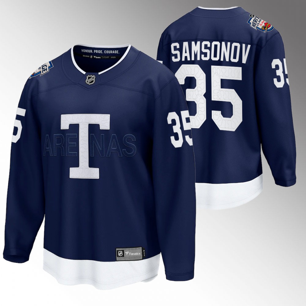 Maple Leafs #35 Ilya Samsonov Navy 2022 Heritage Classic Jersey