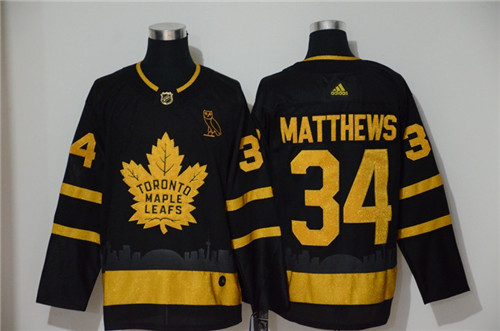 Maple Leafs 34 Auston Matthews Black Gold Adidas Jersey
