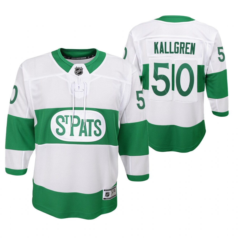 Maple Leafs Erik Kallgren 2022 St. Pats White Youth Jersey