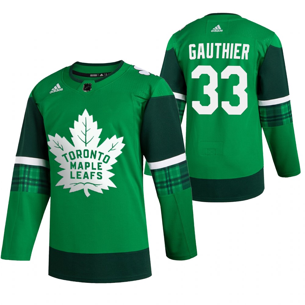 Maple Leafs Frederik Gauthier 2020 St. Patrick's Day Green #33 Jersey Leafs Forever