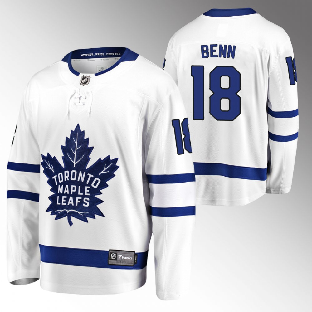 Maple Leafs Jordie Benn Jersey Away White Breakaway Player Men
