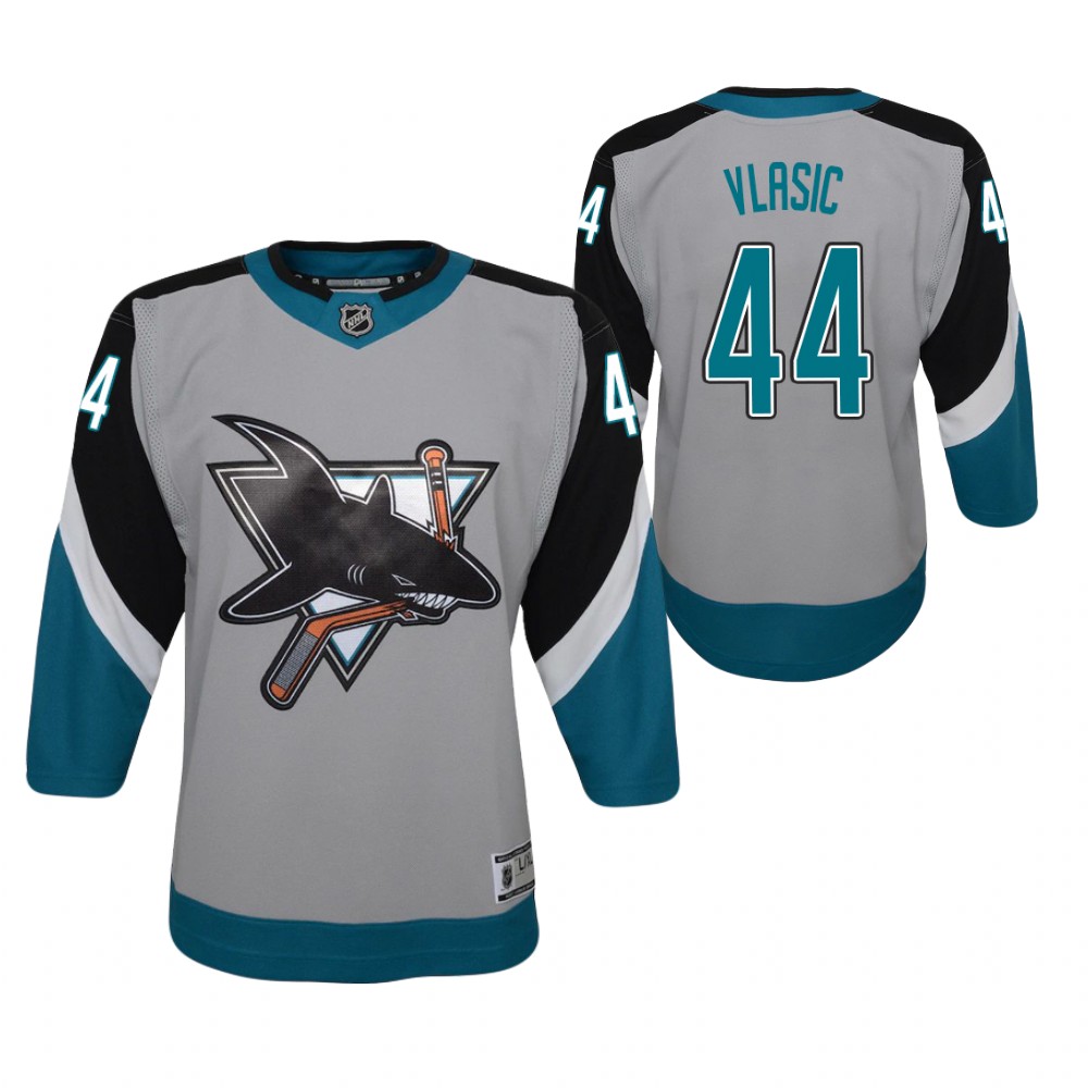 Marc-Edouard Vlasic San Jose Sharks 2021 Reverse Retro Gray Youth Jersey Replica