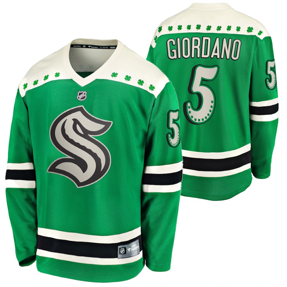 Mark Giordano 2022 St. Patrick Kraken Green #5 Jersey