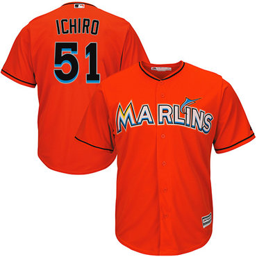 Marlins #51 Ichiro Suzuki Orange Cool Base Stitched Youth MLB Jersey