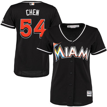 Marlins #54 Wei-Yin Chen Black Alternate Women's Stitched MLB Jersey