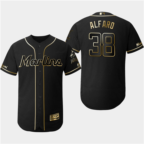 Marlins 38 Jorge Alfaro Black Gold Flexbase Jersey