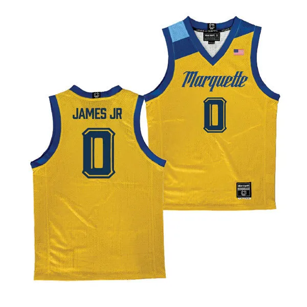 Marquette Golden Eagles #0 Nigel James Jr. 2025-26 Gold College Basketball Game Jersey 