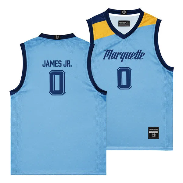 Marquette Golden Eagles #0 Nigel James Jr. 2025-26 Light Blue College Basketball Game Jersey 