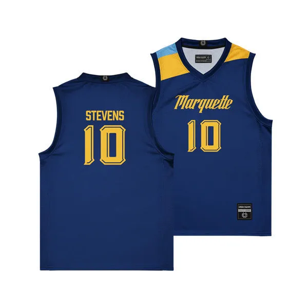 Marquette Golden Eagles #10 Adrien Stevens 2025-26 Navy College Basketball Game Jersey 