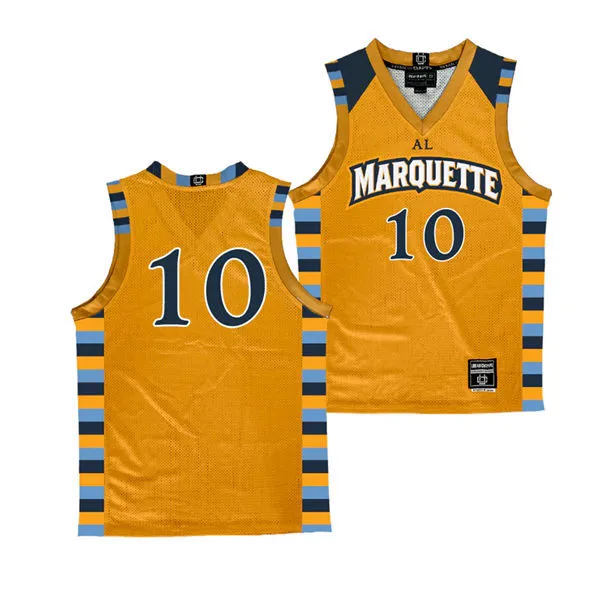 Marquette Golden Eagles #10 Adrien Stevens Gold Basketball Retro Jersey 