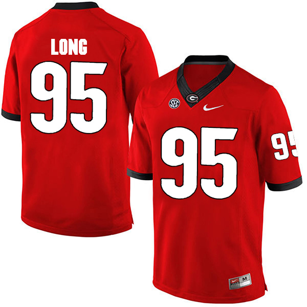 Marshall Long Georgia Bulldogs Men's Jersey - #95 NCAA Red Limited Home